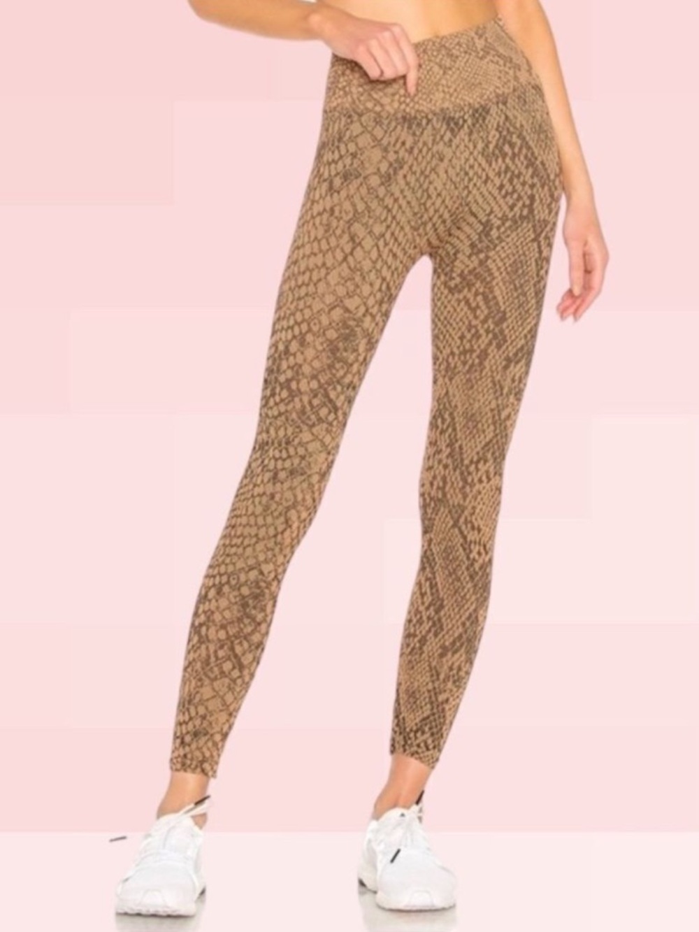 NWT TLA NY MORGAN STEWART Nude Noir Ribbed Copperhead Snake Leggings M/L